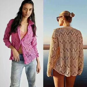 Free People Until Sundown Shirt in Purple Size Small NWOT $98